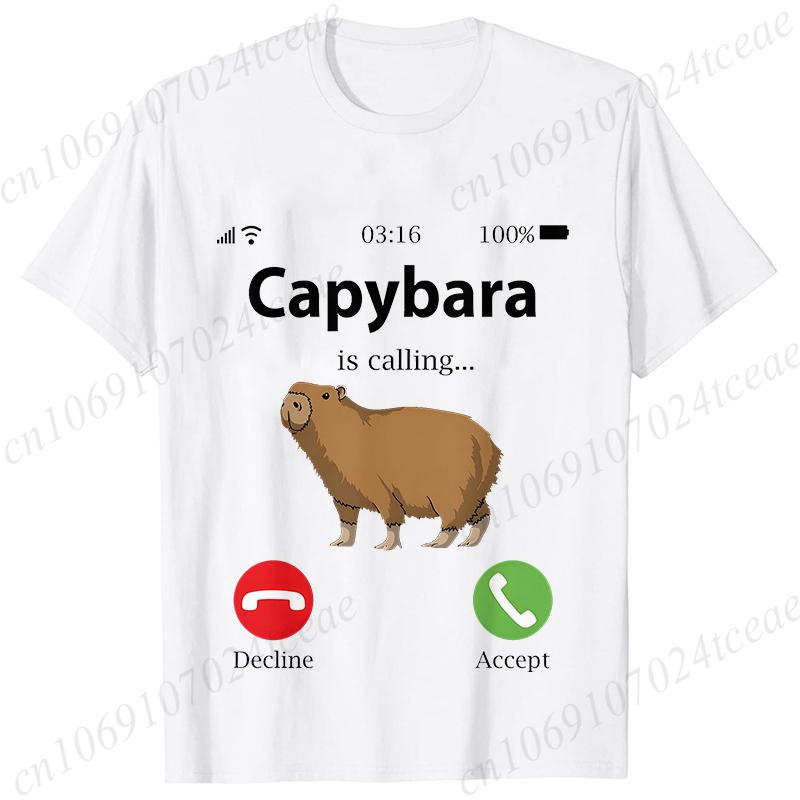 Футболки Capybara Is Calling для женщин, забавные футболки с капибарой, грызуном, животным, для любителей юмора, летняя одежда с коротким рукавом