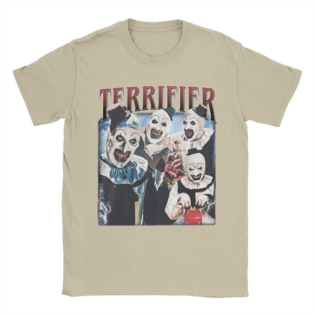 Футболки с фильмами ужасов «Terrifier», мужские, 100% хлопок, винтажная футболка с круглым вырезом, футболки с коротким рукавом, летняя одежда