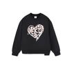 Li Ning Sports Lifestyle Series Heart Print Loose Fleece Pullover Long Sleeve Hoody Womens Hoody Black AWDRD46-4
