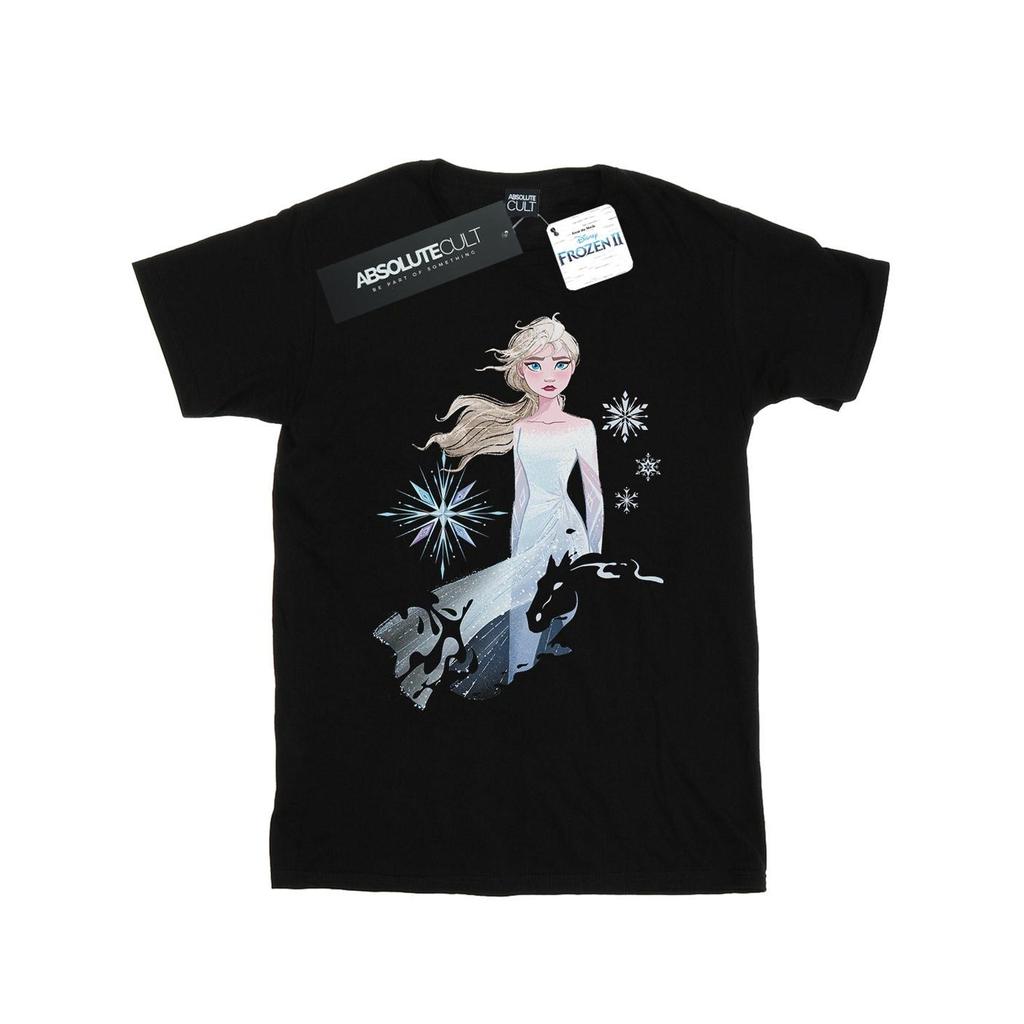 Disney Womens/Ladies Frozen 2 Elsa Nokk Silhouette Cotton Boyfriend T-Shirt
