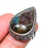 Кольцо из стерлингового серебра 925 пробы с натуральным лабрадоритом, размер 6 u5Z76