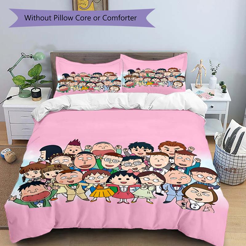 Cartoon Characters Print 3Pcs Bedding Setduvet Cover With 2 Bedropillowcase Home Birthday Gift