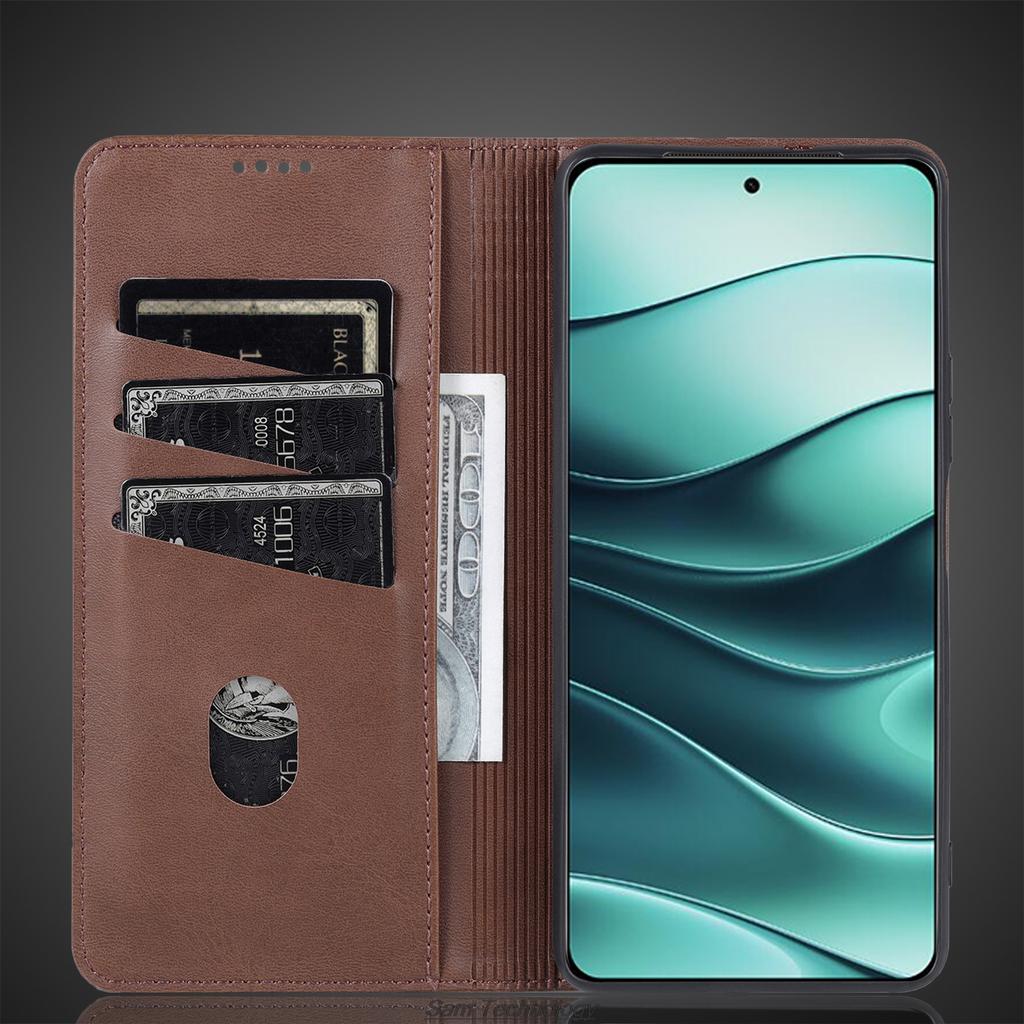 Магнитный адсорбционный кожаный чехол для Xiaomi Redmi Note 14 5G / Note14 4G (Глобальный) Защитный чехол с откидной крышкой Fundas Coque