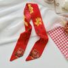 Printed New Year Red Silk Scarf New Year Scarves Scarf Hair Band Long Scarf  New Year Decoration