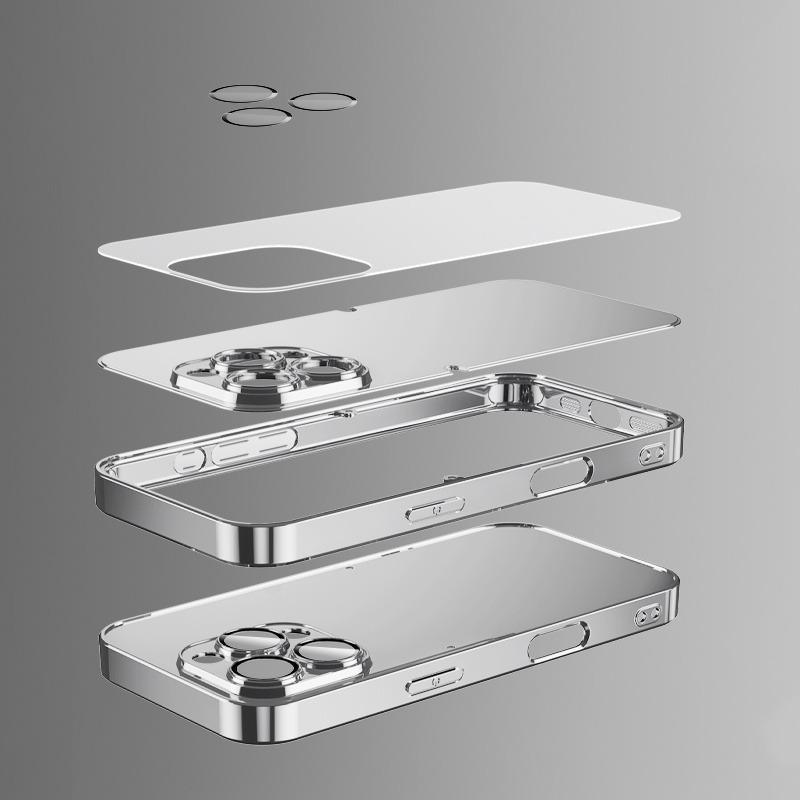 Минималистичный Чехол для Телефона из Стекла с Рисунком Облака и Самолета, Гальванизированный, Для iPhone 17 Pro Max 16 Plus 15 14 13 12 11 16E 17 Air Cover