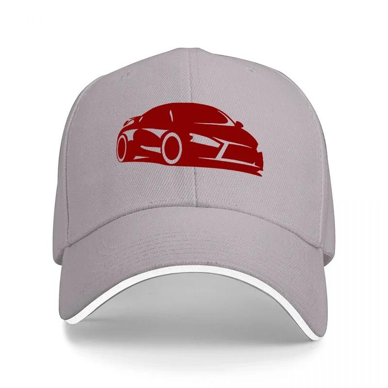 Red Sports Car Logo Black Baseball Cap with White Trim Classic Adjustable Fit for Automotive Enthusiasts and Streetwear Fans