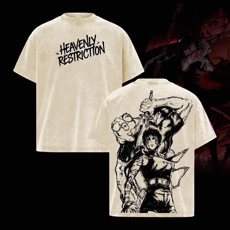 Jujutsu Kaisen Фушигуро Тодзи Аниме Футболка Зенин Маки Стиранная Оверсайз Футболка Мужская Женская Одежда Футболки с Коротким Рукавом Хлопковые Топы