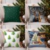 Home Decor Christmas Green Dots and Stars Pillow Cover Pattern Cushion Cover Suitable for Sofa Bedroom Car Pillow Cover