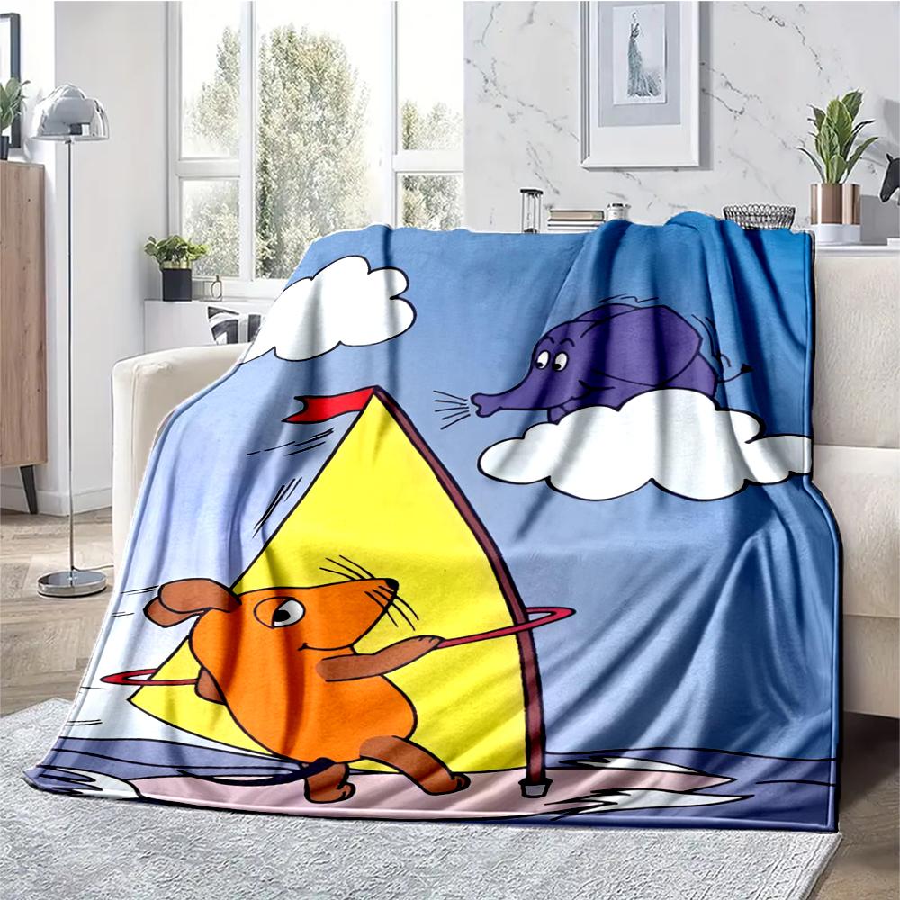Die Maus Theme Printed Blanket - Perfect for Couch, Bed, Travel & Outdoor Use | Machine Washable, Cozy & Durable.