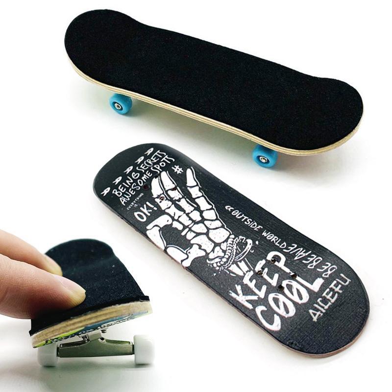 Finger Skateboard Bearing Wheels Skid Pad Maple Wood Finger Skateboard Alloy Stent Novelty Kids Toys