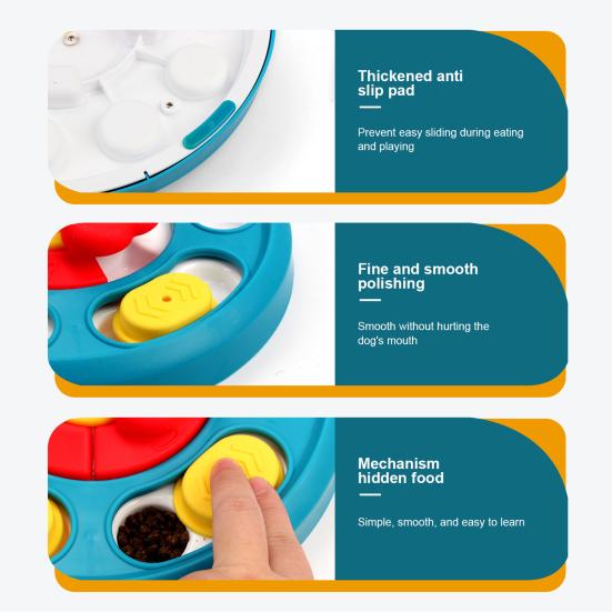 Pet Slow Food Bowl Stable Base Rounded Corners Bright Colors Pet Slow