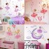 Princess and Swan Wall Stickers for Kids Rooms Girls Cute Ballet Dancer Flower Butterfly Wallpaper Nursery Baby Room Decoration