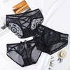 Women Panties Low Waist Hollow Out Lace Mesh Good Breathability Solid