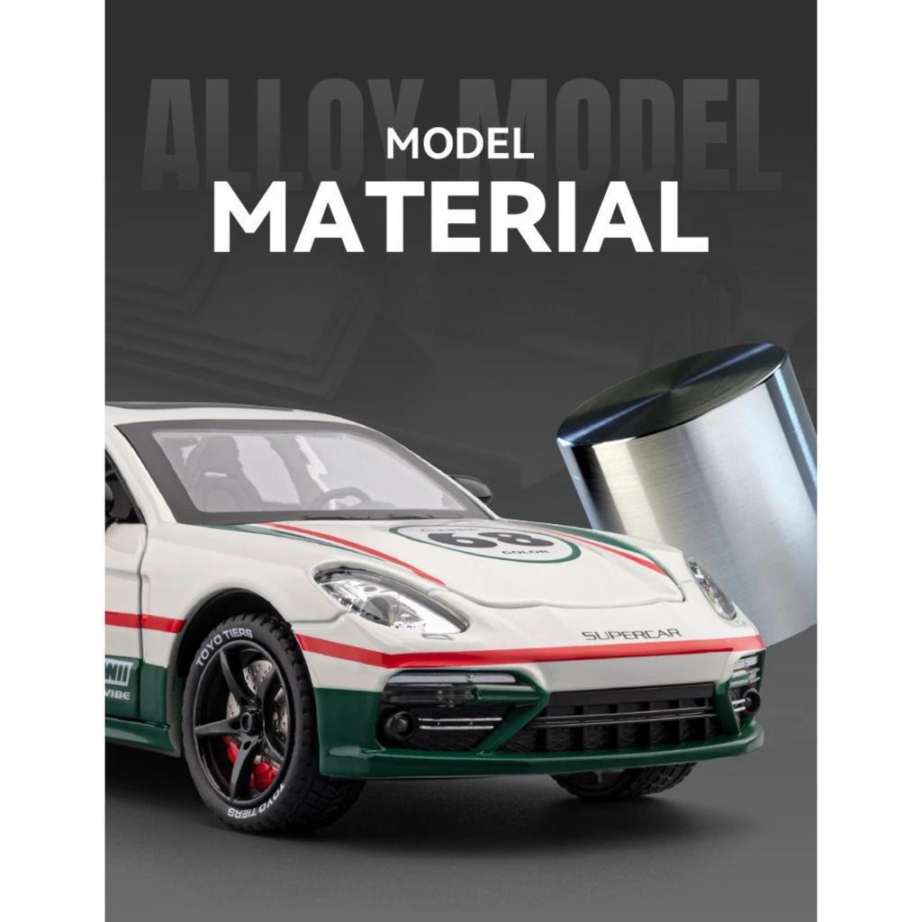 Спрей 1/24 Модель суперкара Porsche Panamera со звуком и светом Коллекция Миниатюрная Машина Литая Игрушечная Машина Детский Подарок для Мальчика Хобби
