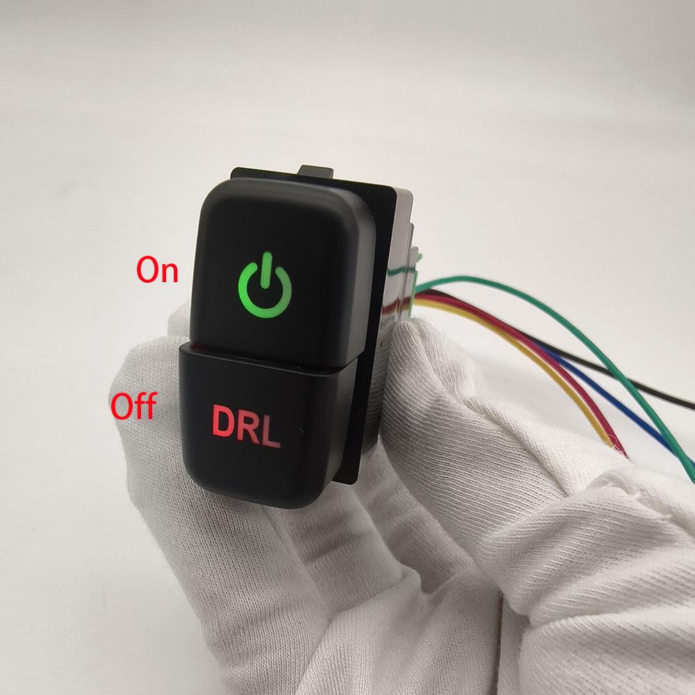 1Pc RED LED Dual Key Switch Fog Light Daytime Running DRL Button For Mitsubishi Pajero V73 V93 Lancer Outlander ASX L200