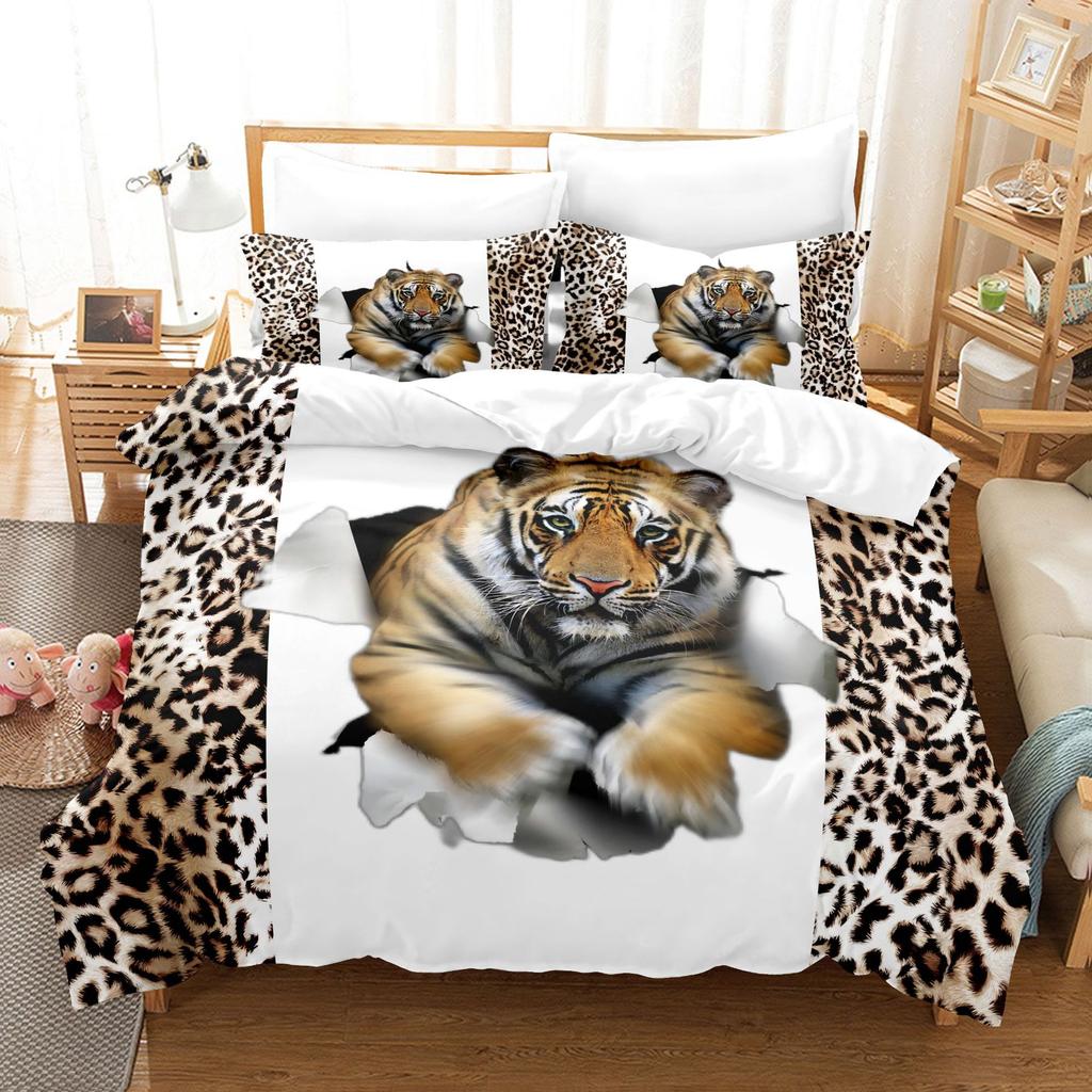 Комплект постельного белья с изображением животных, пуховые пододеяльники в стиле диких животных для мужчин и мальчиков, наволочки 2/3 шт., односпальный двуспальный чехол в подарок, двуспальная кровать размера «king-size»