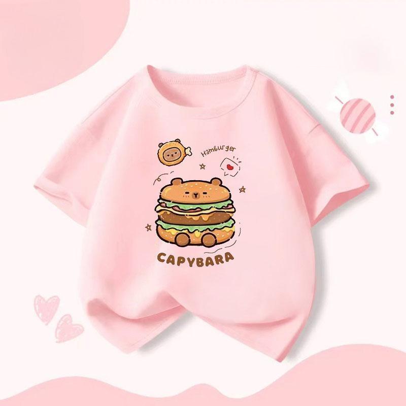 Капибара Гамбург Капибара Мальчики и Девочки Начальная Школа Футболка с Коротким Рукавом Повседневный Низ Верх