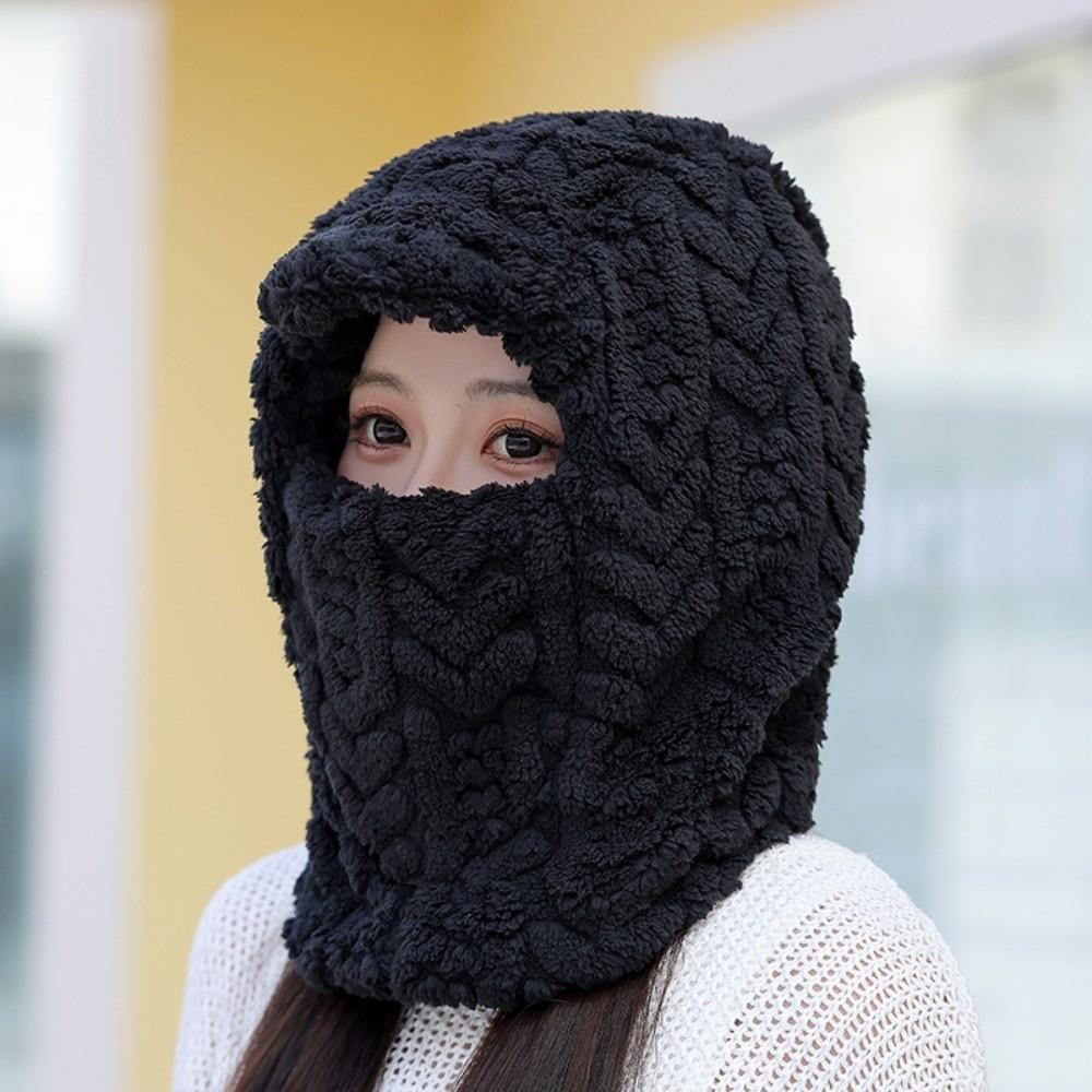 Polyester Warm Wrap Head Hat Solid Color Compact Cap Scarf Ski Windproof Cap  Women