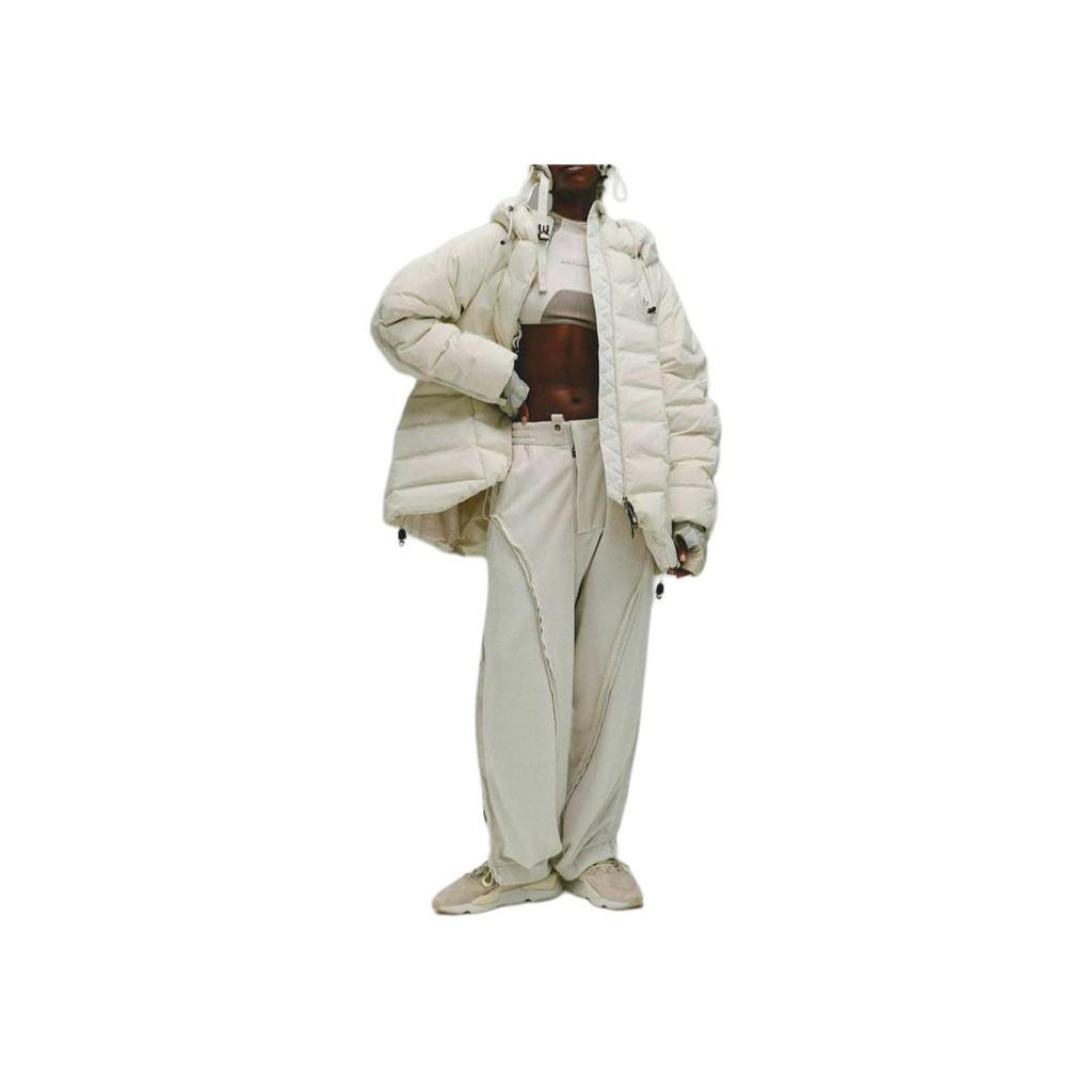 adidas Originals X Hamcus Collaboration FW23 однотонная стеганая куртка с логотипом, завязками на шнурке, капюшоном, молнией, унисекс, верхняя одежда, белый цвет IU4837