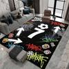 Red and Green Color-Block "Number 7" Soccer Rug – Minimalist Geometric Sports Floor Mat – Non-Slip Large Rug for Boys' Bedrooms and Teen Rooms