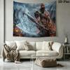 Kratos God of War Wall Tapestry Aesthetic Wall Hanging Printed Fabric Blanket Decorative Tapestries for Bedroom Living Room Home Decor