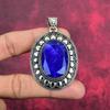 Подвеска с синим сапфиром, подвеска из драгоценного камня ручной работы, подвеска из стерлингового серебра 925 пробы, антикварные ювелирные изделия, для подарка на помолвку