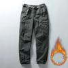 Tooling Pants Thick Waterproof Fleece Cargo Pants Men Women Winter Outdoor Multi-pockets Loose Straight Overall Trousers
