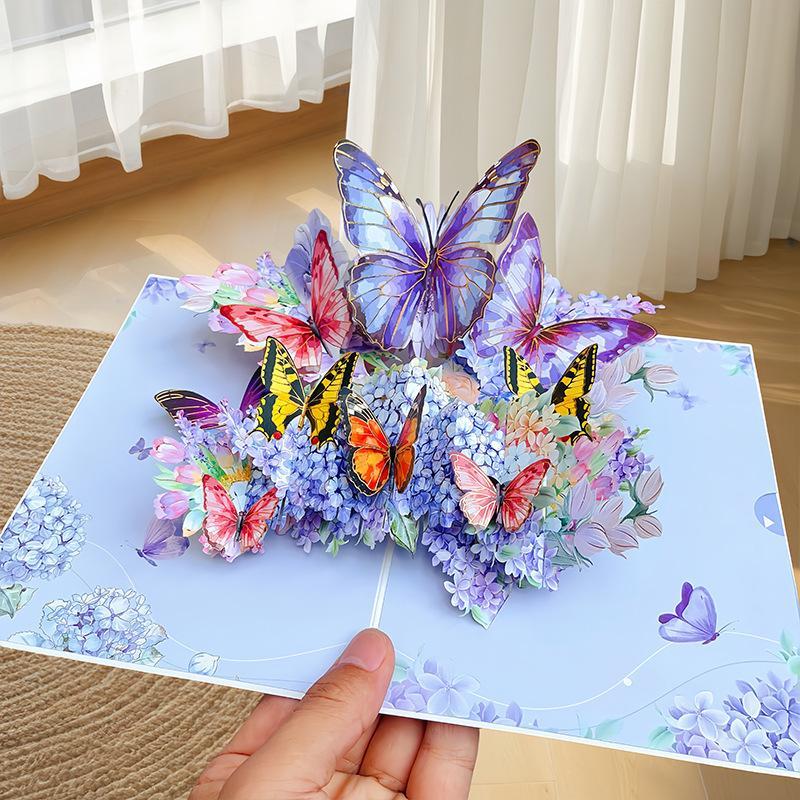 3D Fold Out Butterfly Flower Greeting Card Handmade High Quality Paper Up Card for Graduation Business Holiday Gifts