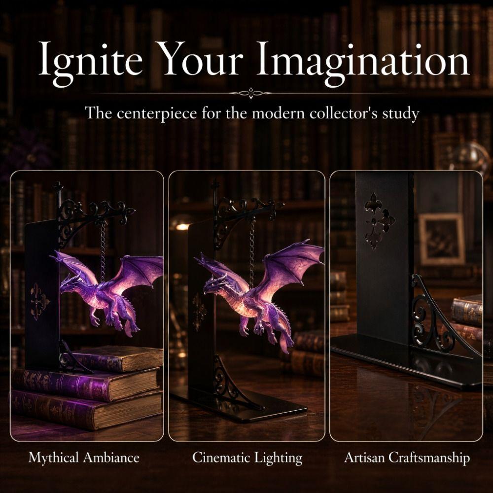 Purple Dragon Bookshelf Lamp Vintage Bookshelf Lamp Ambient Lighting Bookshelf Ghost Light Reading