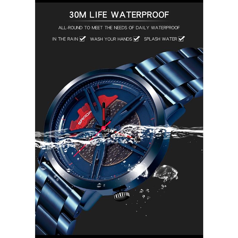 SANDA Новые мужские часы Модные мужские трендовые часы с полым циферблатом Водонепроницаемая концепция водонепроницаемых мужских автомобильных вращающихся кварцевых часов