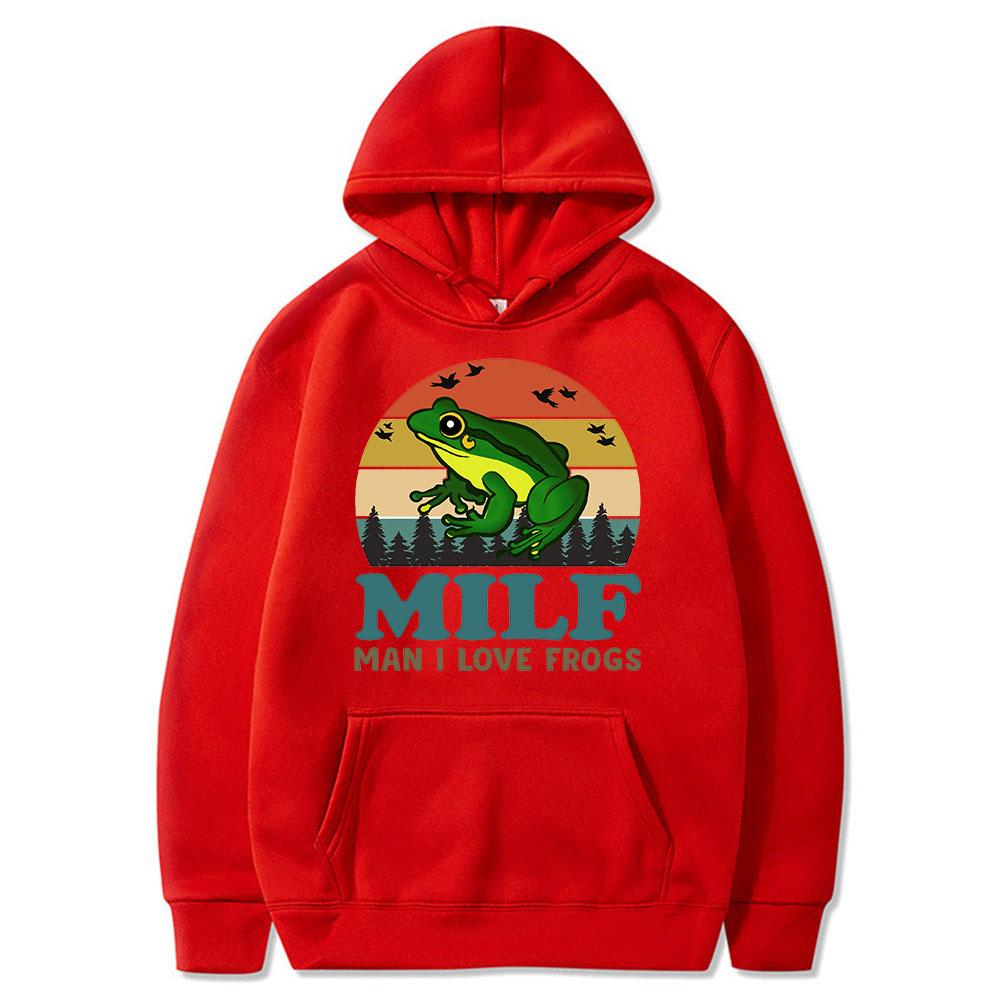 Винтажная толстовка с капюшоном для мужчин-милф «Я люблю лягушек», забавная поговорка «лягушка-амфибия», толстовка унисекс с длинными рукавами, одежда унисекс для подростков