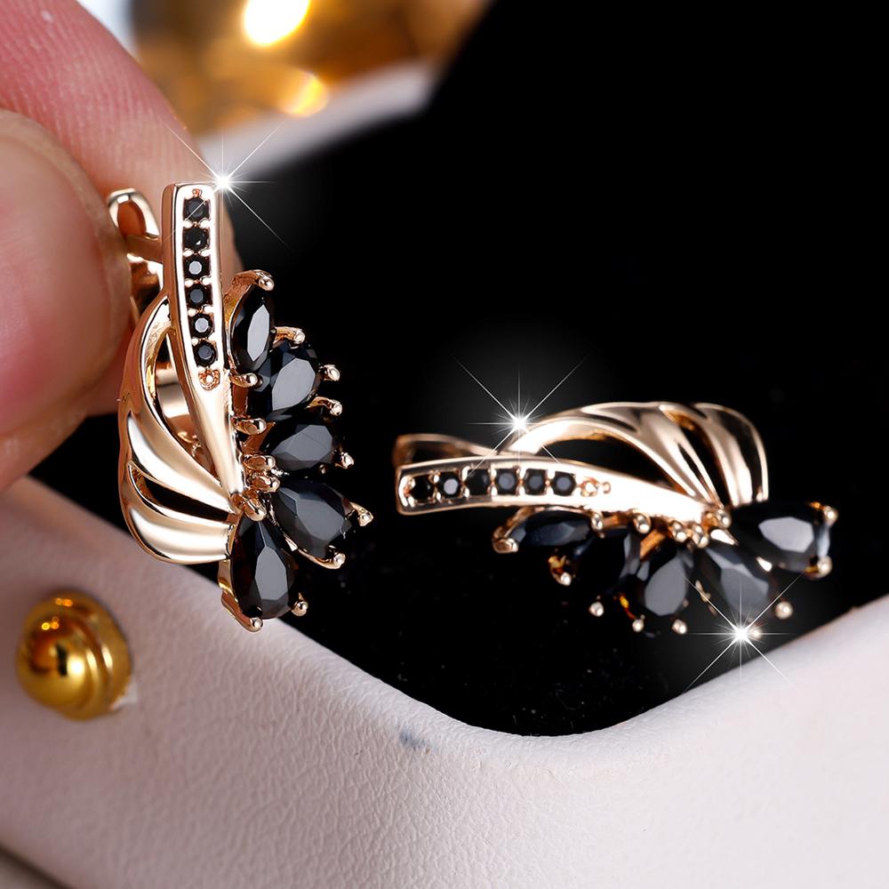 Изысканные синие зеленые серьги-кольца с цирконием для женщин, серебряные висячие серьги с цветком, элегантные вечерние украшения