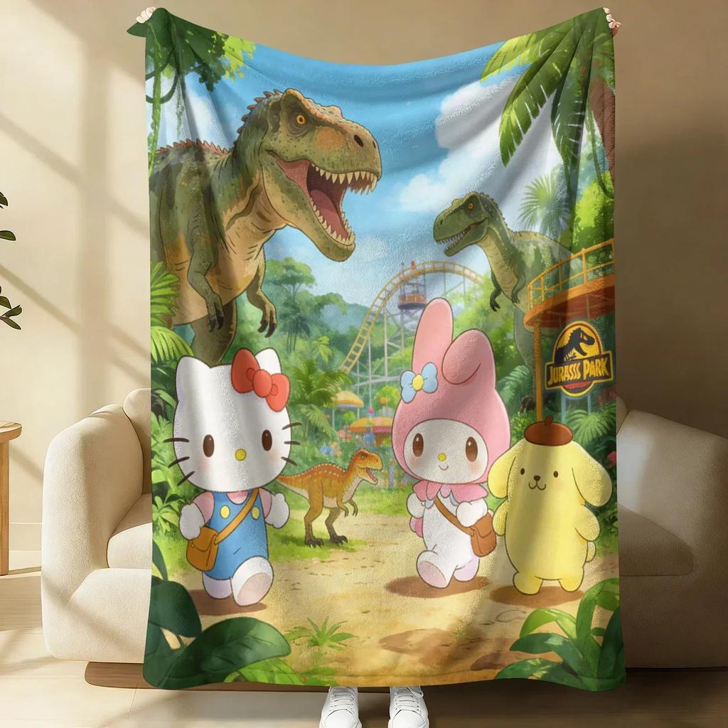 Sanrio Cute Warrior Flannel Blanket Soft Warm Fluffy Throw Home Decor Luxury Bedding Sofa Bed Cover Lightweight Summer Blanket