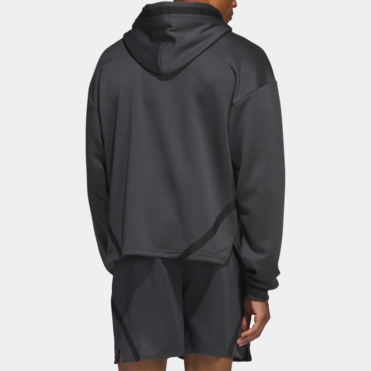 adidas Men's Black Gray Colorblock SELECT Hooded Pullover Sweatshirt IC2418