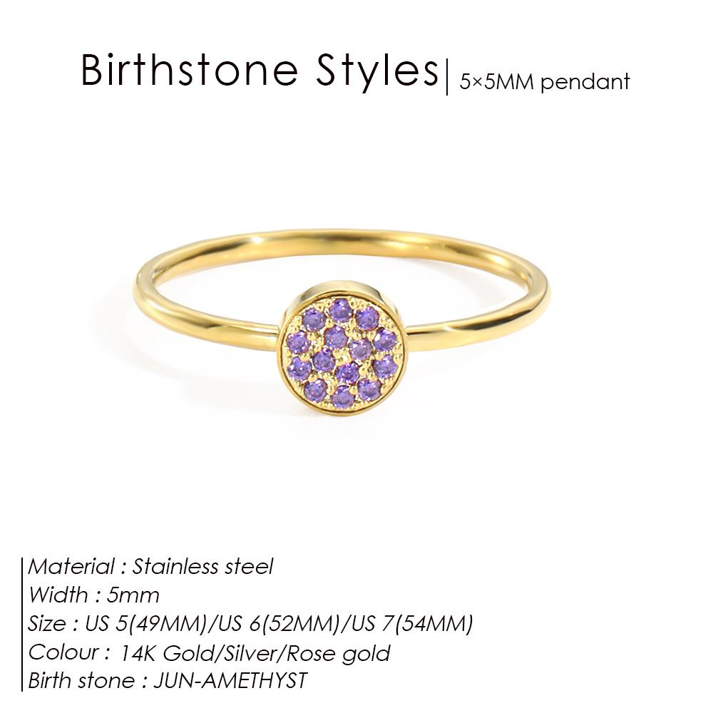 eManco Unique Personalized Natural Birthstone Rings Stainless Steel Elegant Jewelry for Women's Parties Daily Wear Gifts