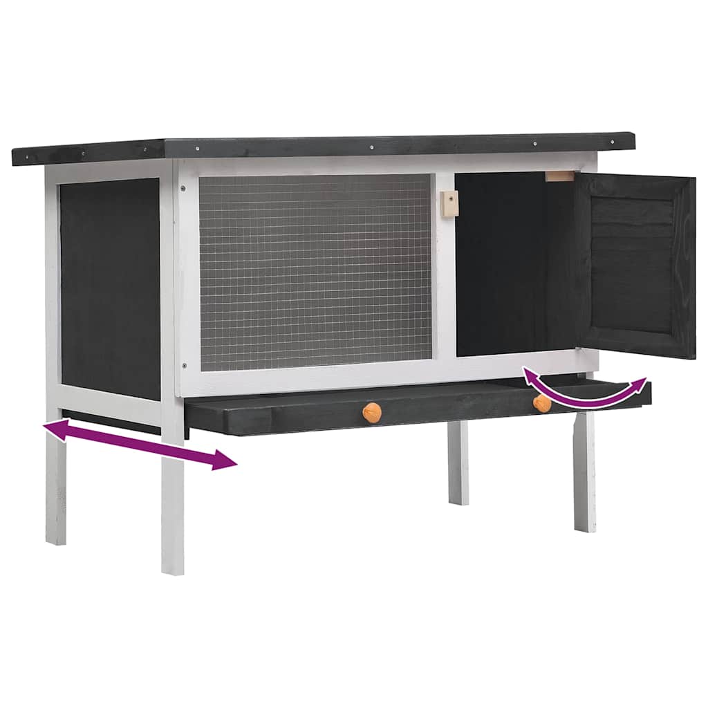 Rabbit Hutch 1 Level Grey Wood