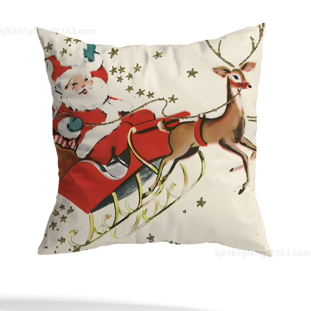 Christmas Santa Pillow Case Pillow Case Living Room Sofa Cushion Cover Suitable For Home Bedroom Room Decoration