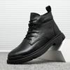 Newest Brand 2022 Autumn Genuine Leather Chelsea Boots For Men High Top Casual Shoes Retro Fashion Lace Up Martin Boots Men Shoes