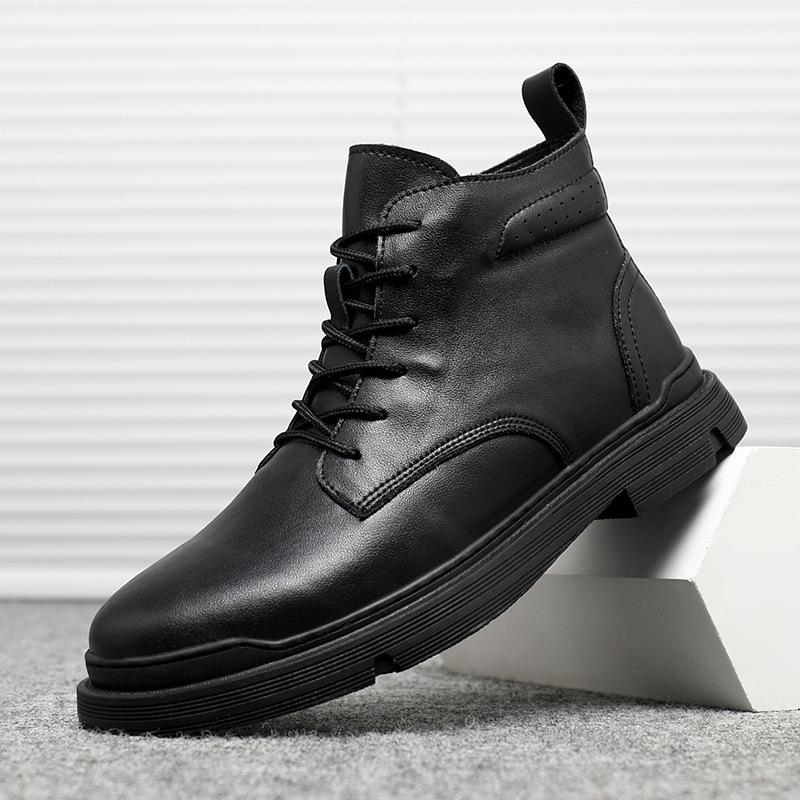 Newest Brand 2022 Autumn Genuine Leather Chelsea Boots For Men High Top Casual Shoes Retro Fashion Lace Up Martin Boots Men Shoes
