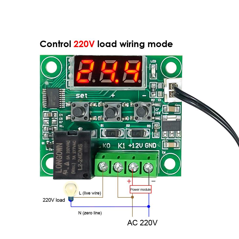 W1209 DC 5V 12V 24V Термостат для нагрева и охлаждения Переключатель контроля температуры Контроллер Термометр Термо NTC-сенсор