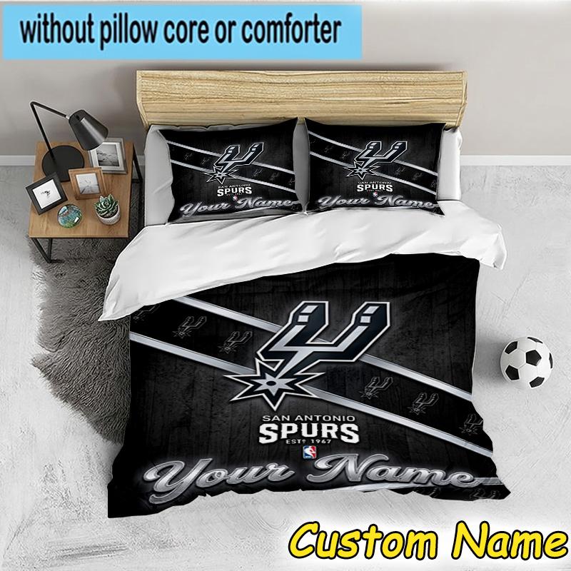 3pcs Custom Name San Antonio Logo Bedding Set Includes 1 Duvet Cover & 2 Pillowcases for All Seasons Dormitory Home Decor Christmas gifts