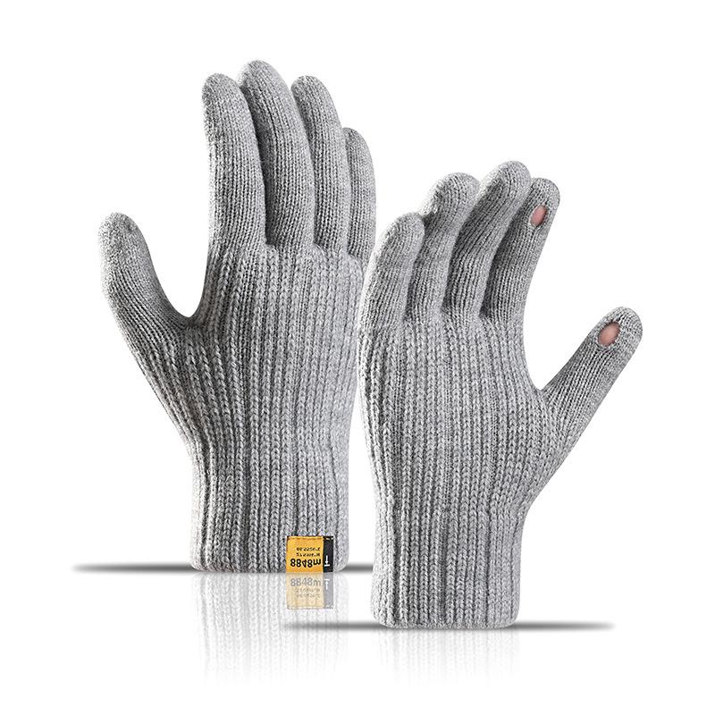 Зимние бархатные теплые перчатки для езды на велосипеде на открытом воздухе с сенсорным экраном мужские и женские шерстяные вязаные перчатки