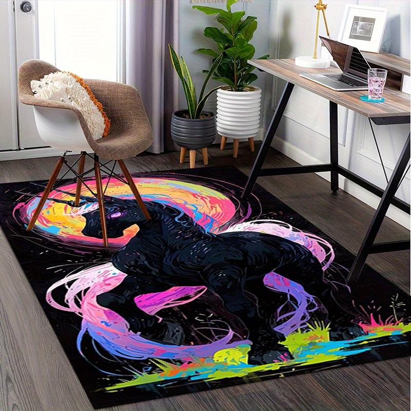 1pc Unicorn,Fantasy,Rainbow Office Carpet Soft Polyester Entrance Carpet Washable Non slip Machine W