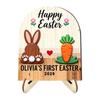 Cartoon Easter Table Decoration Standing Thickened Bunny Easter Decoration with Stand Handmade Wooden Rabbit Ornament