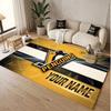 Custom Rug Pittsburgh Penguins Pattern Print Name Text Soft Non‑Slip Floor Carpet for Home Indoor Decoration