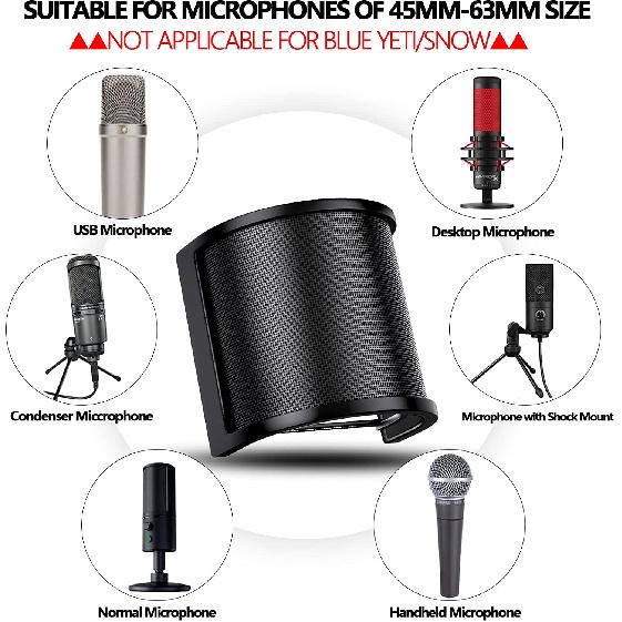 Universal Microphone Pop Filter Condenser Microphone PC Studio Recording Metal Windscreen for Mic Pop Screen 6