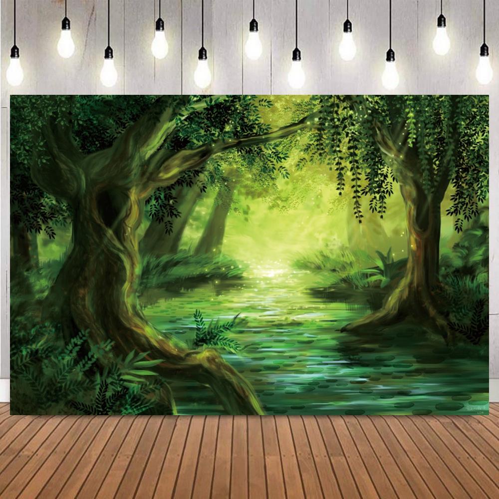 Dreamy Arch Forest Scene Photography Background Magical Mushroom House Fairy Path Home Decor Baby Shower Portrait Photo Backdrop2