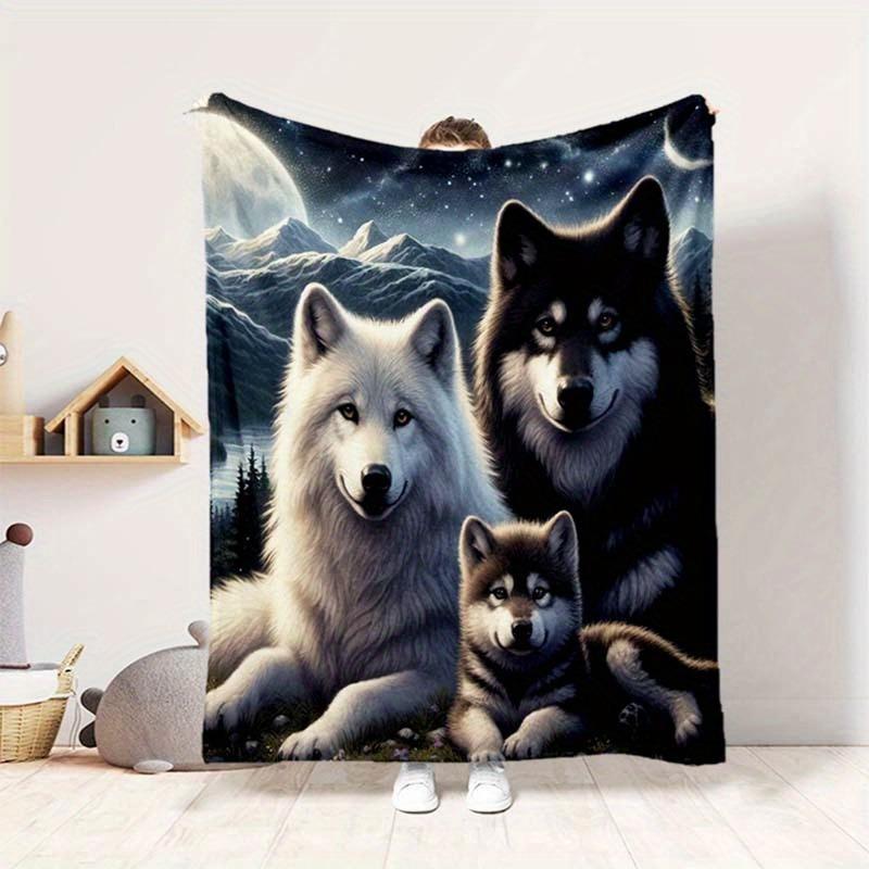 Узор Семейство Волков Мягкий Удобный Теплый Многоцелевой Четыре Сезона Постельное Белье Офис Открытый Кемпинг Путешествие Подарок Одеяло