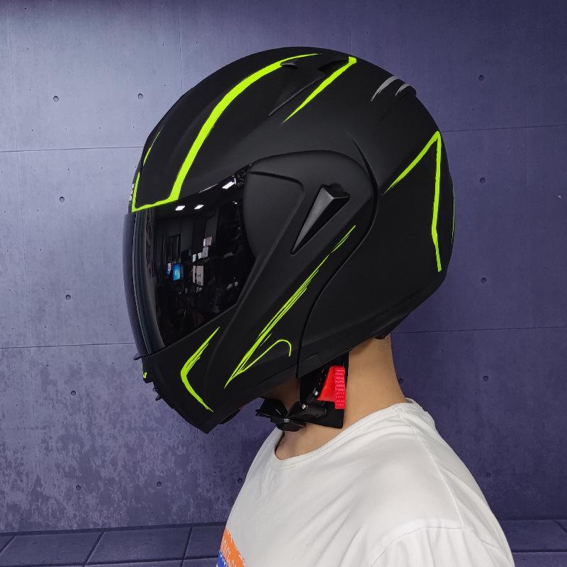 VIRTUE Motorsport Electric Non Motorcycle Helmet Men's Half Helmet Double Lens Full Helmet Running Helmet Carbon Fiber Pattern Road
