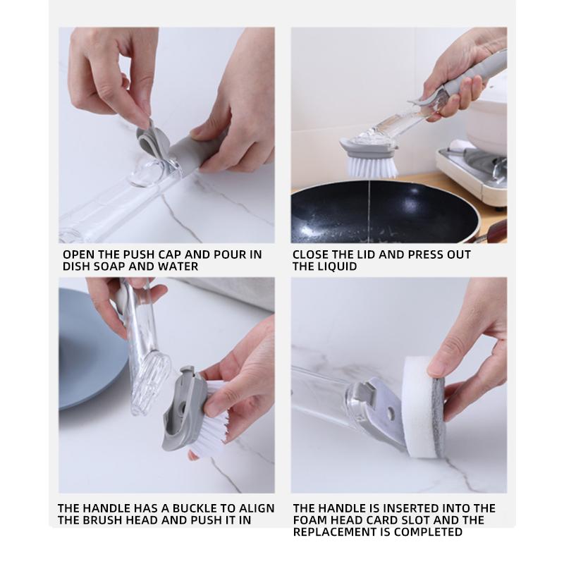 Кухонная щетка для мытья посуды с длинной ручкой, многофункциональная щетка для мытья посуды с дозатором жидкости, салфетка для мытья посуды